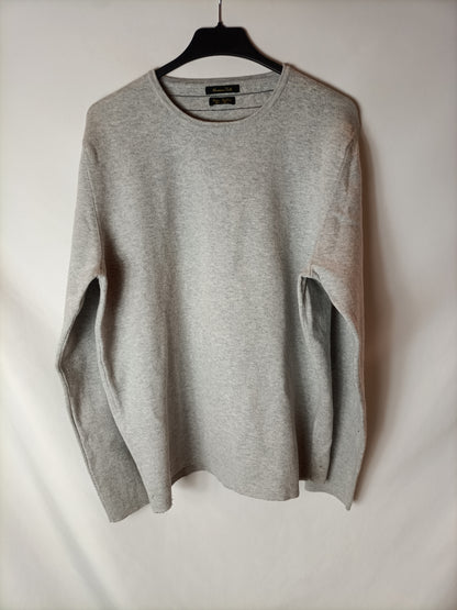 MASSIMO DUTTI. Jersey gris lana T.l