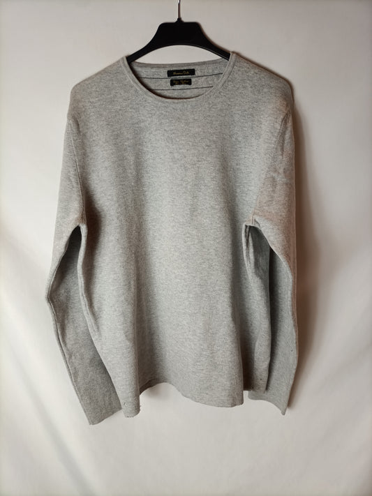 MASSIMO DUTTI. Jersey gris lana T.l