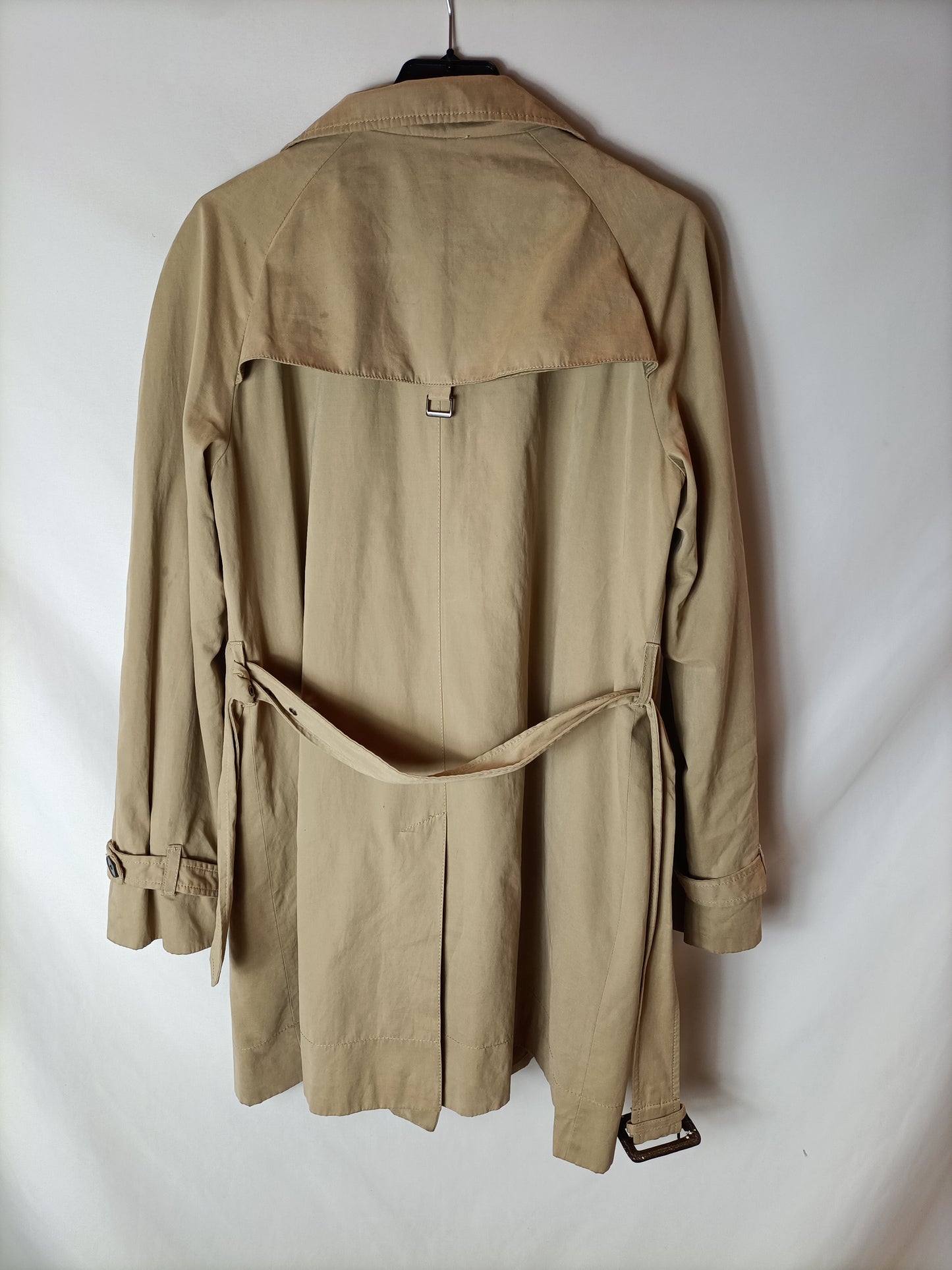 MANGO. Gabardina beige botones T.l