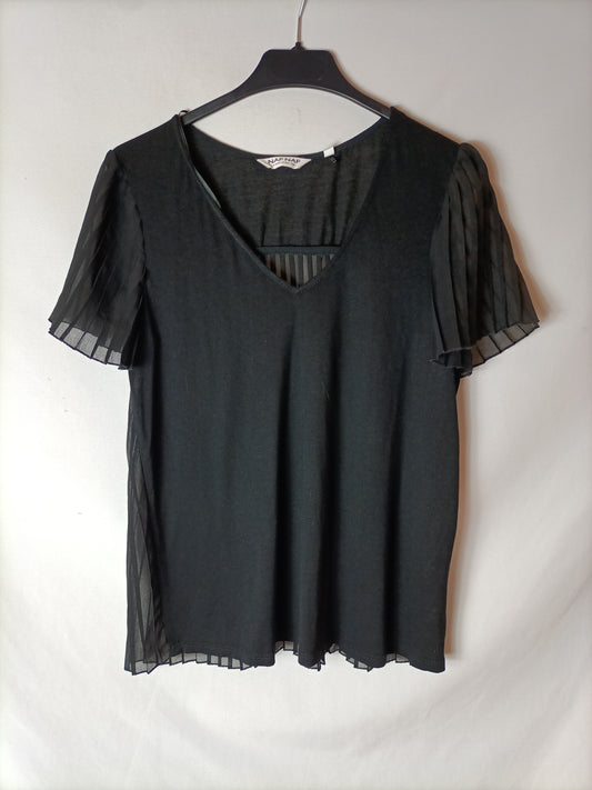 NAFNAF. Top negro doble textura T.m