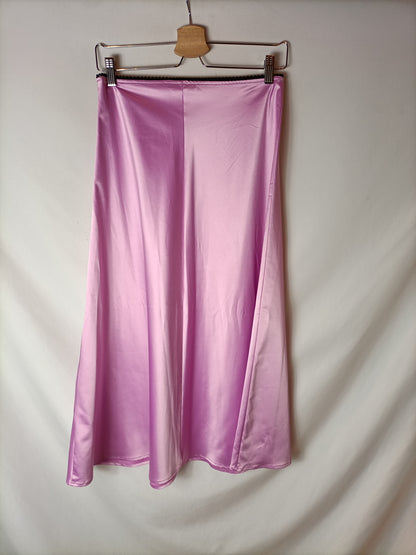 ZARA.falda  midi rosa T.s