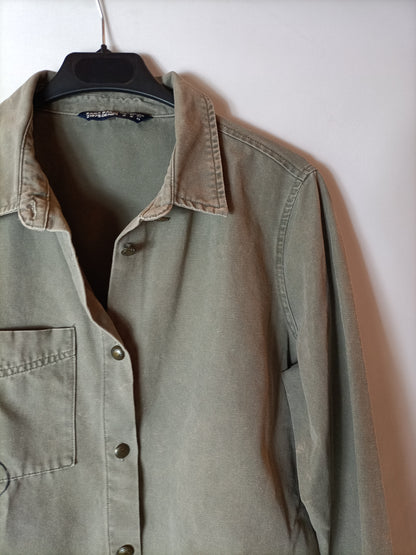 ZARA. Chaqueta verde efecto desteñido T.m