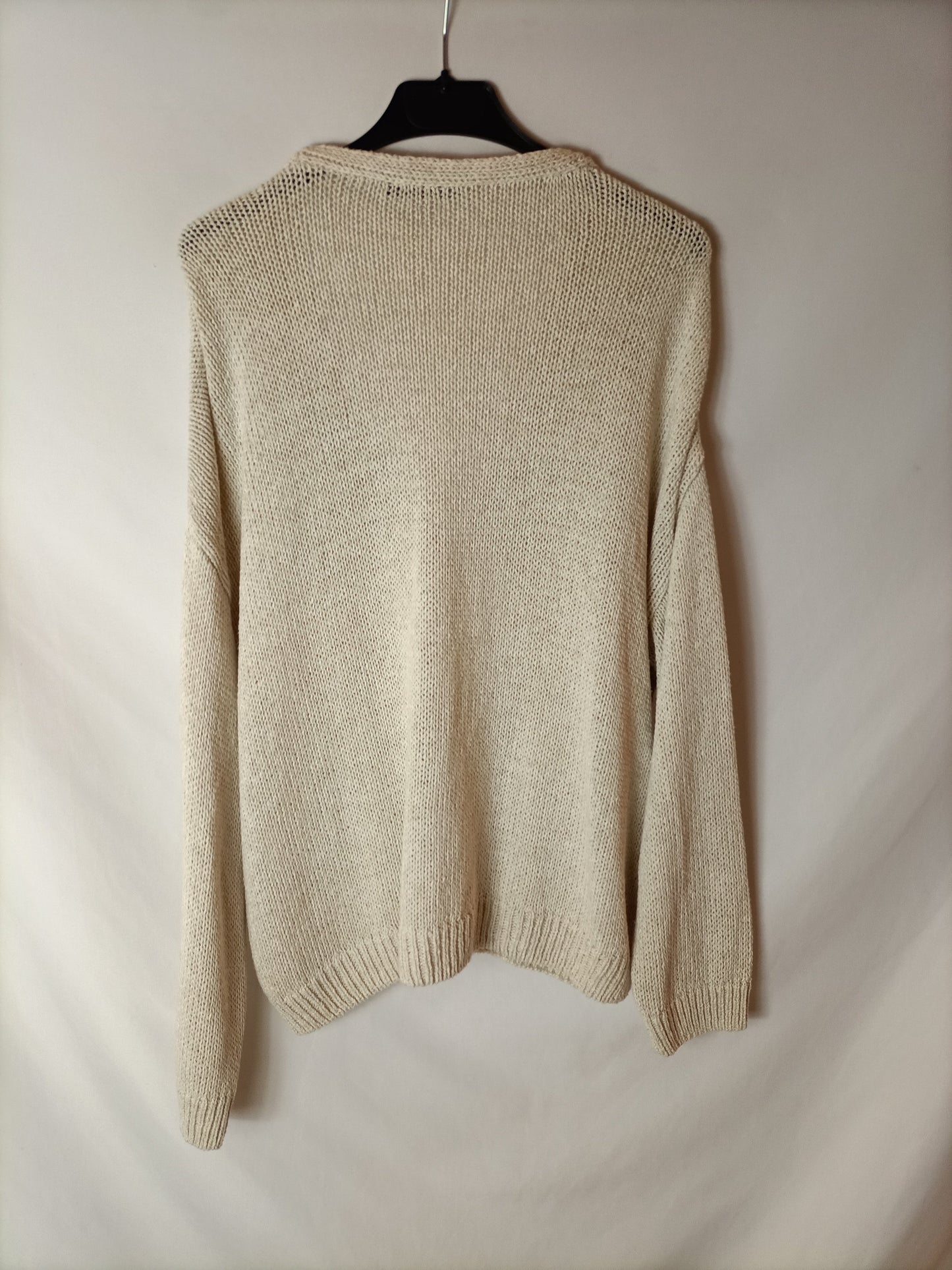 ZARA. Cárdigan beige fino T.m