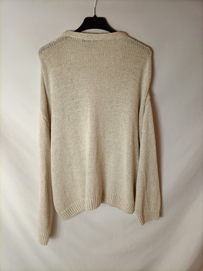 ZARA. Cárdigan beige fino T.m