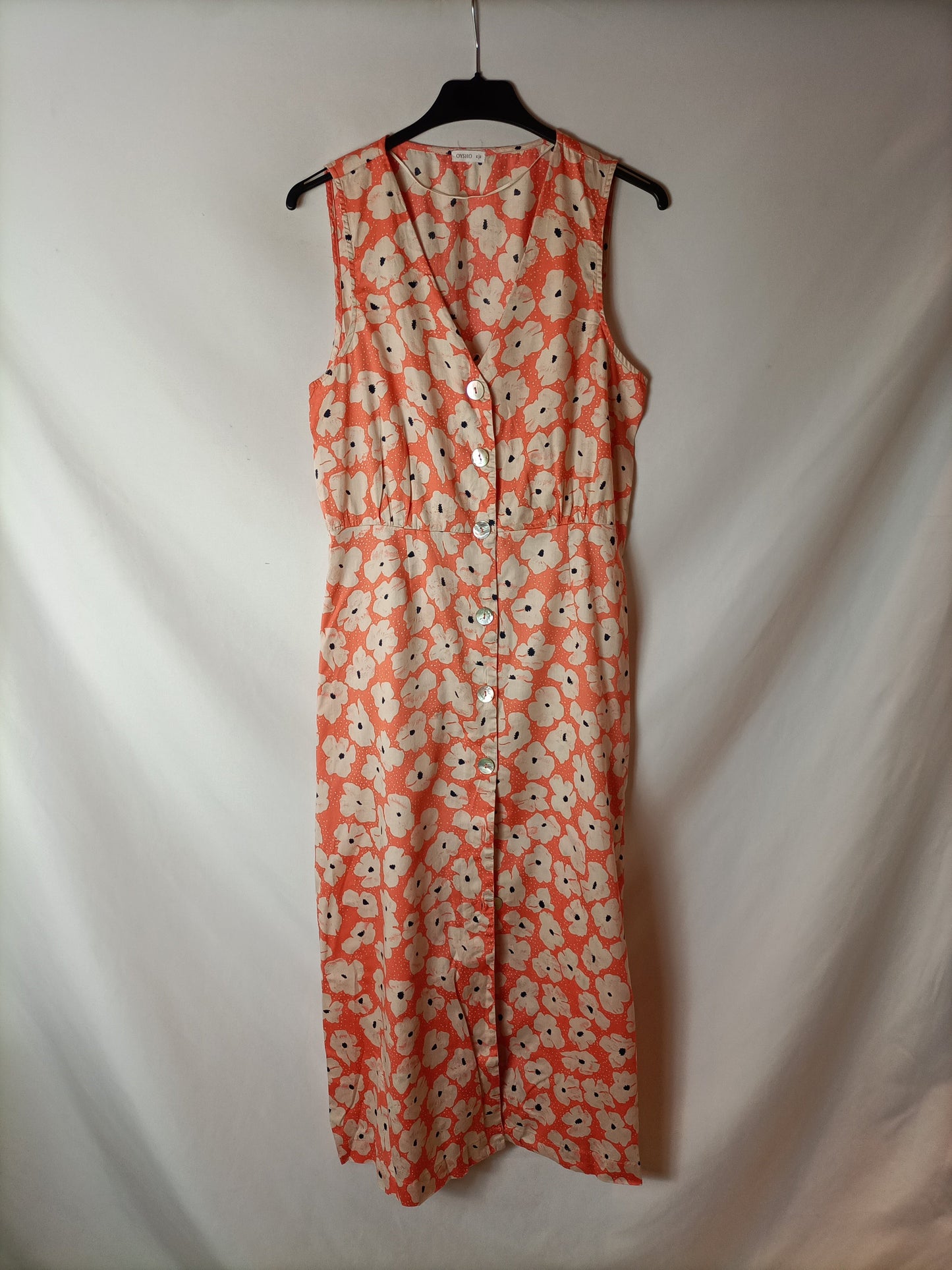 OYSHO. Vestido midi flores T.m