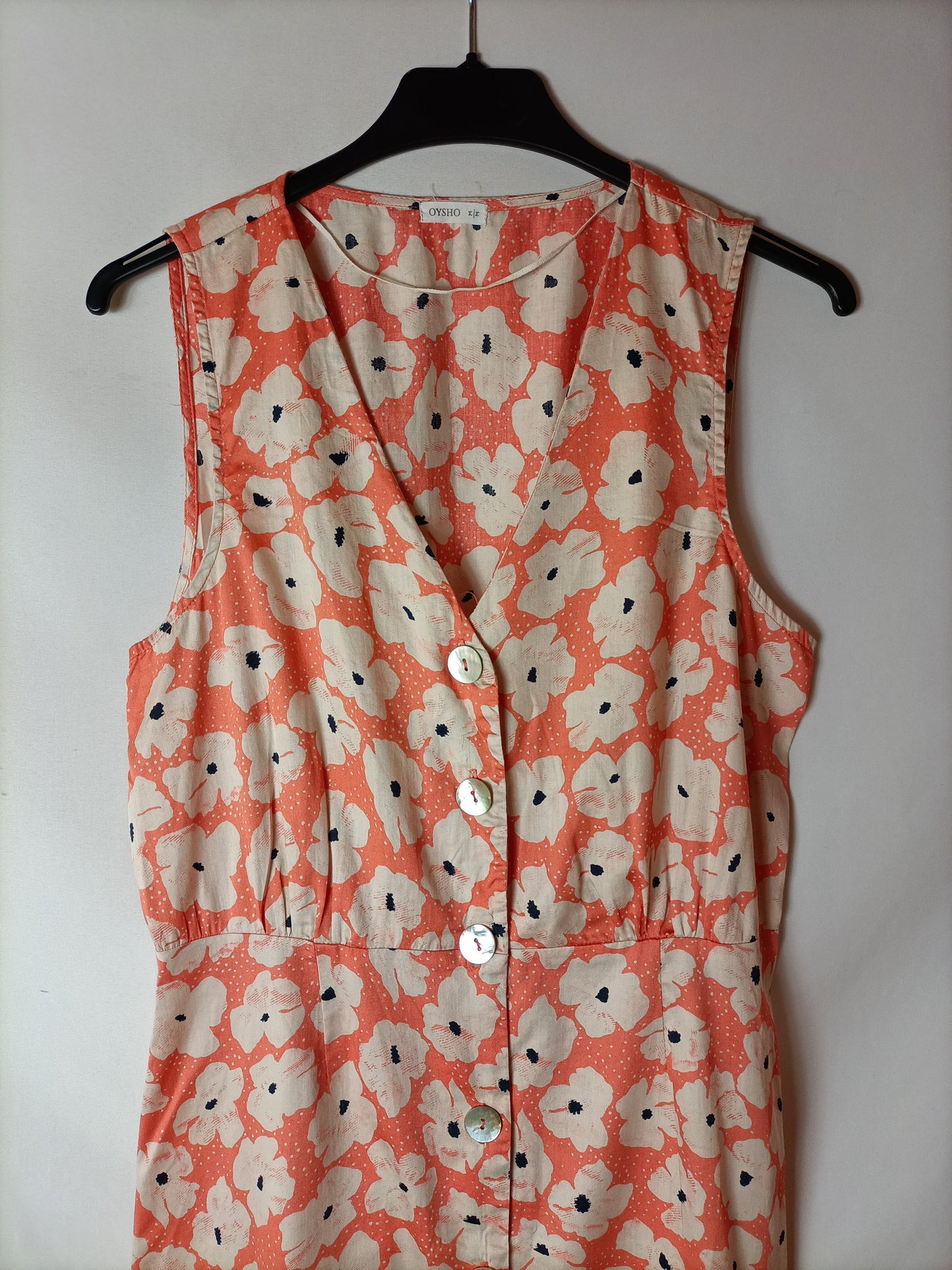 OYSHO. Vestido midi flores T.m