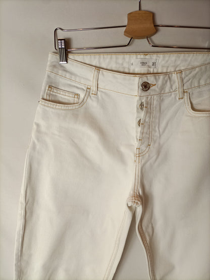 MANGO. Pantalón blanco costura T.38