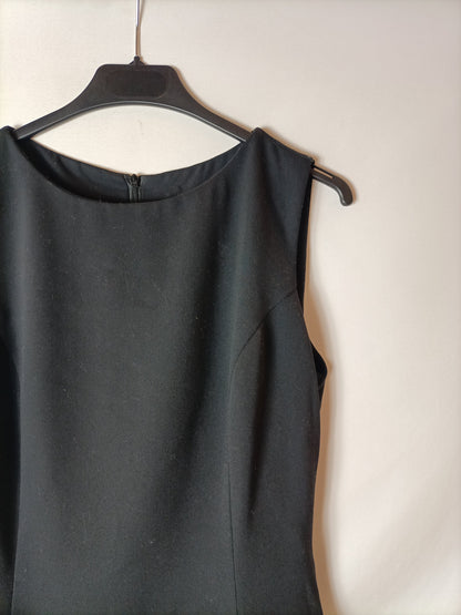 DON ALGODÓN. Black jumpsuit with ruffled top. Size 40