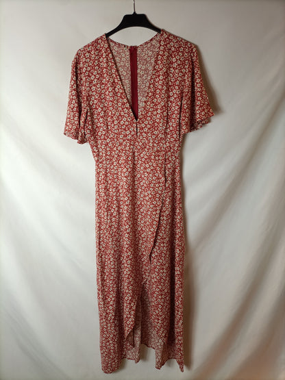 PULL&BEAR. Vestido midi estampado flores. T M