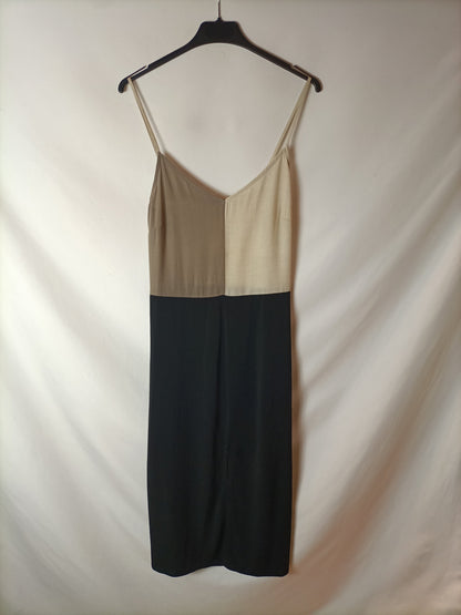 MANGO. Vestido midi tricolor. T S