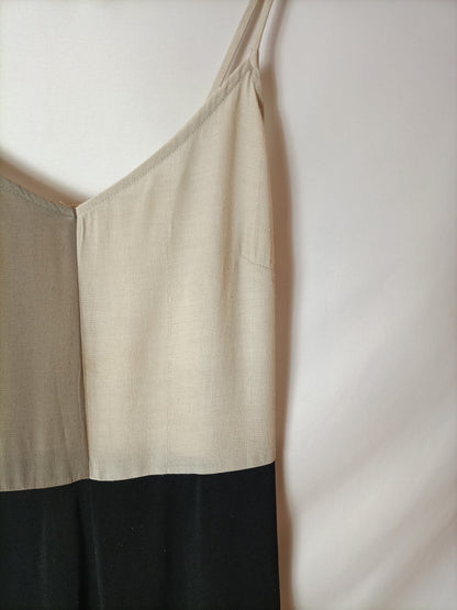 MANGO. Vestido midi tricolor. T S