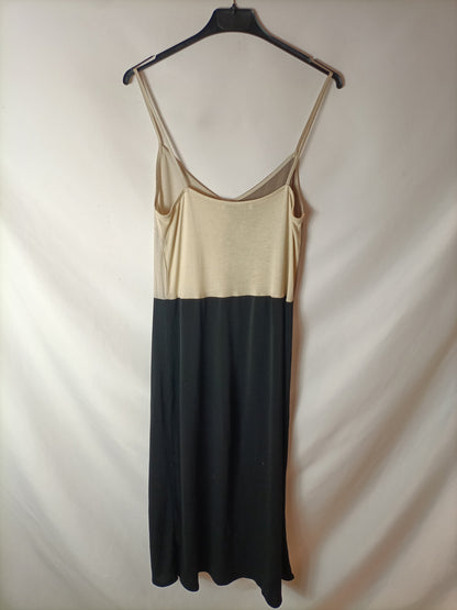 MANGO. Vestido midi tricolor. T S