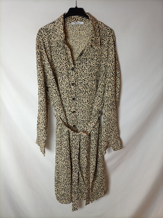 VIOLETA BY MNG. Vestido camisero estampado. T XL