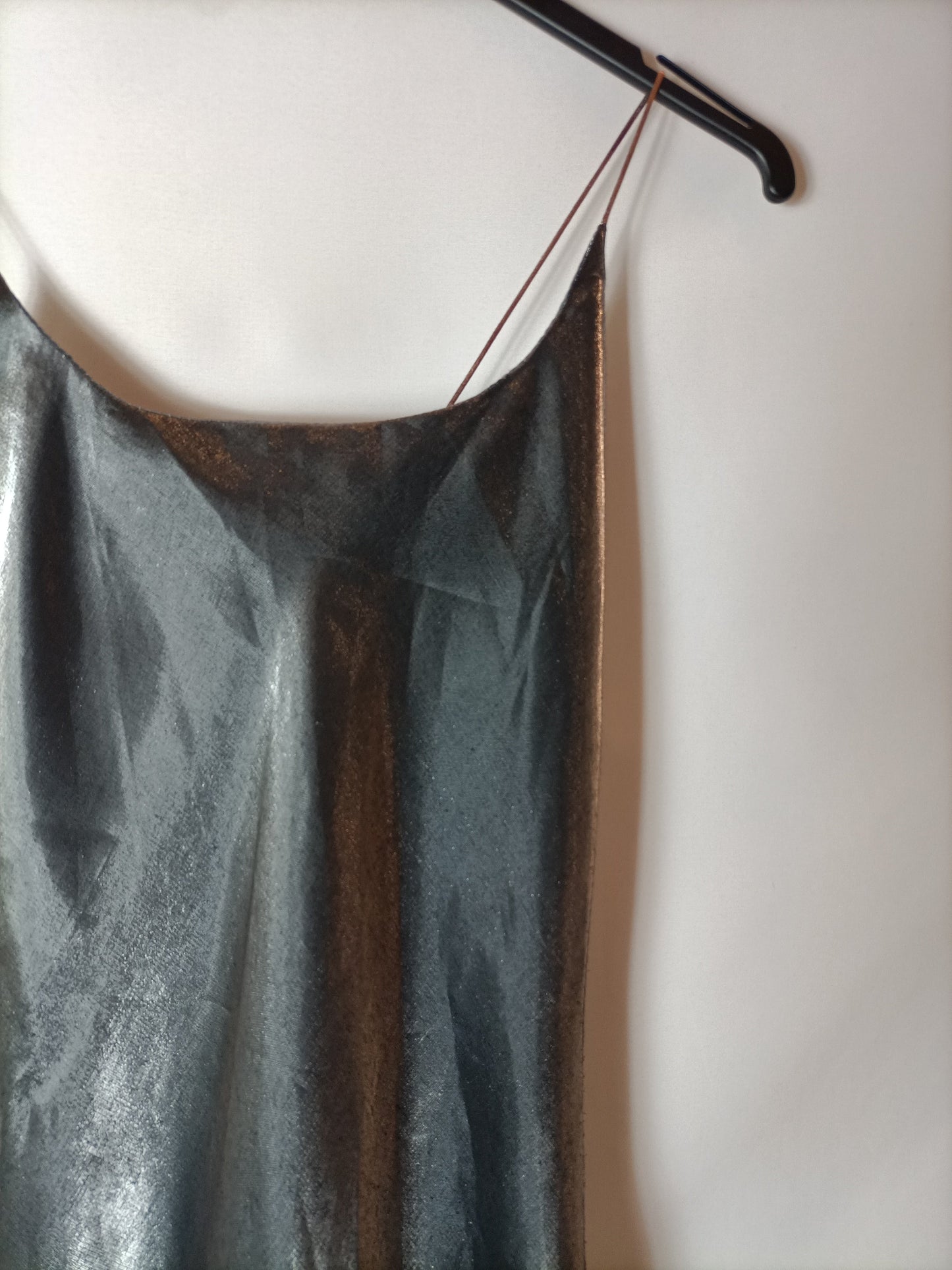 OTRAS. Vestido vintage gris doble textura. T S