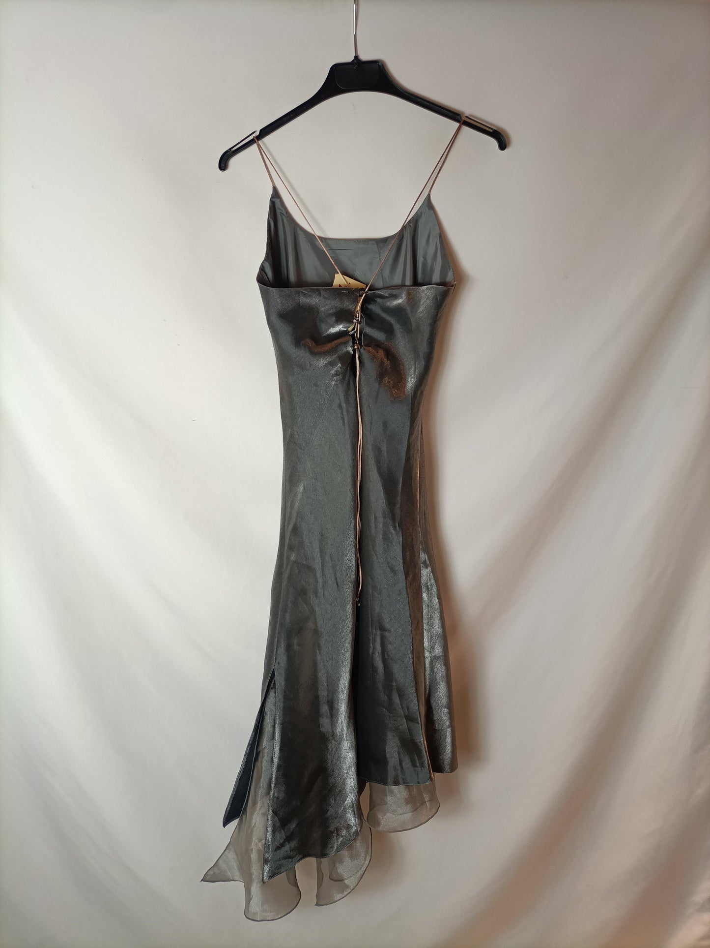 OTRAS. Vestido vintage gris doble textura. T S