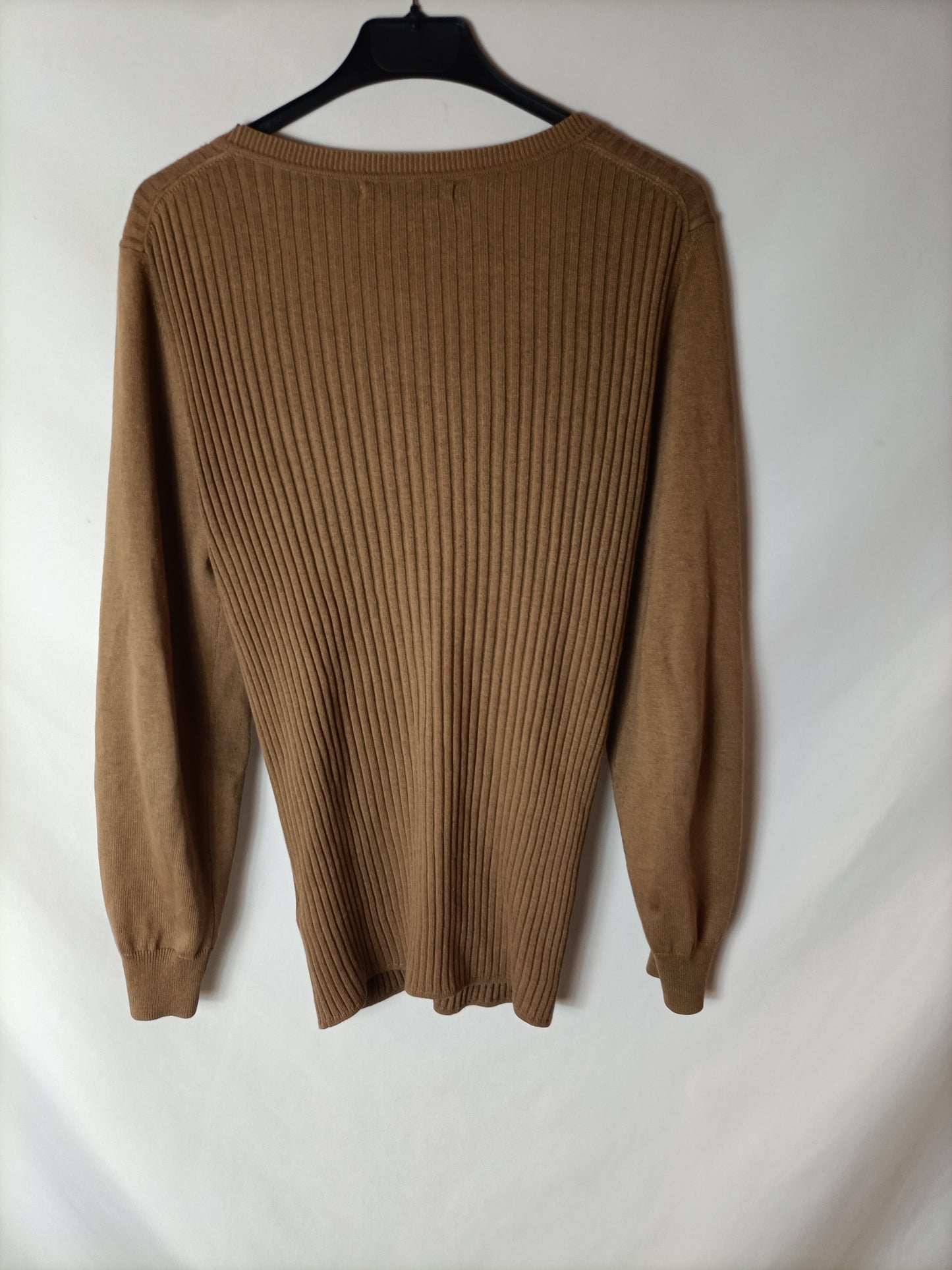 UTERQÜE. Cárdigan canalé marrón. T L