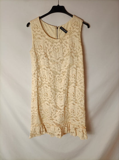 DOLCE&amp;GABBANA. Beige cotton lace dress. Size 38