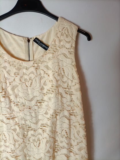 DOLCE&amp;GABBANA. Beige cotton lace dress. Size 38
