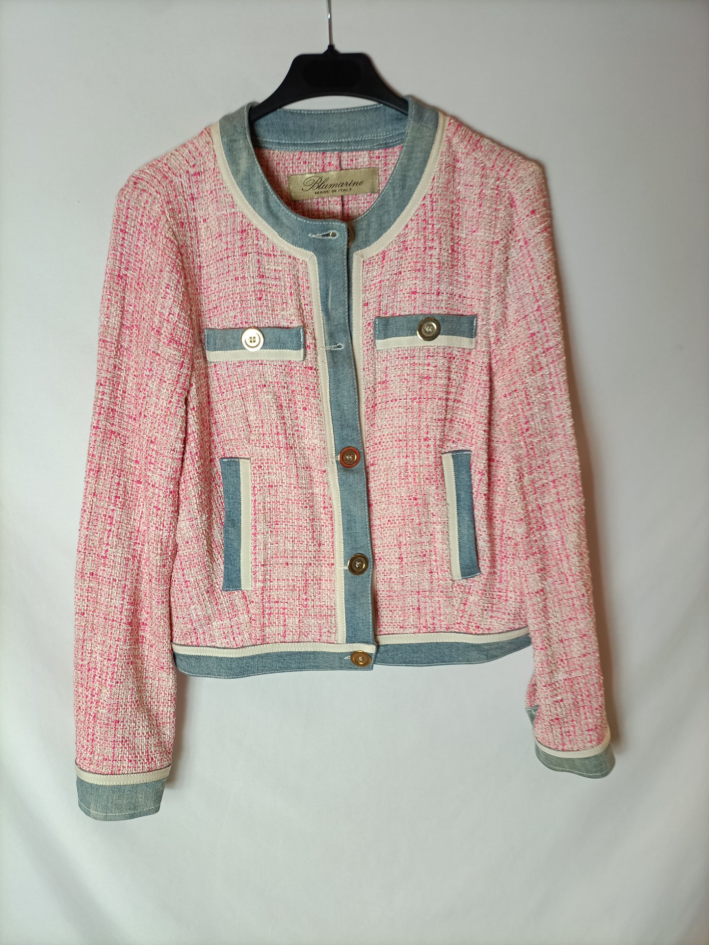 OUTLET. BLUMARINE. Chaqueta tweed rosa. T 38