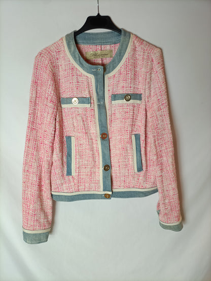 OUTLET. BLUMARINE. Chaqueta tweed rosa. T 38