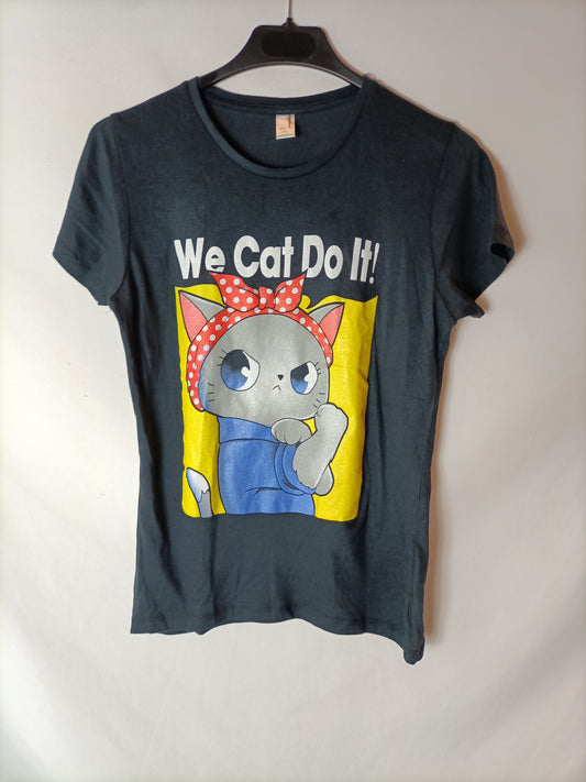 PAMPLING. Camiseta azul gato  T.xs
