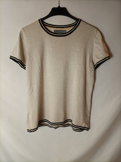 EL CORTE INGLÉS. Top punto beige raya T.40