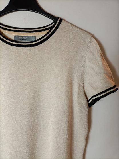 EL CORTE INGLÉS. Top punto beige raya T.40