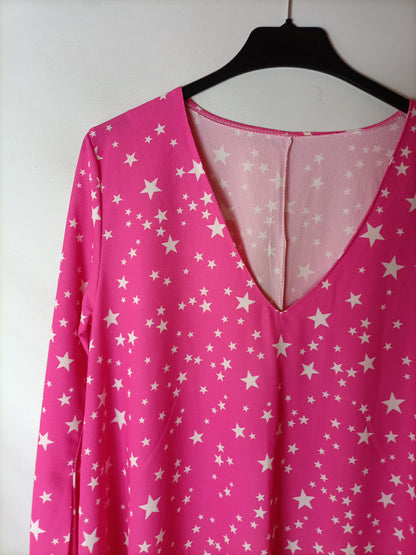 OTRAS. Vestido rosa estrellas TU(L)