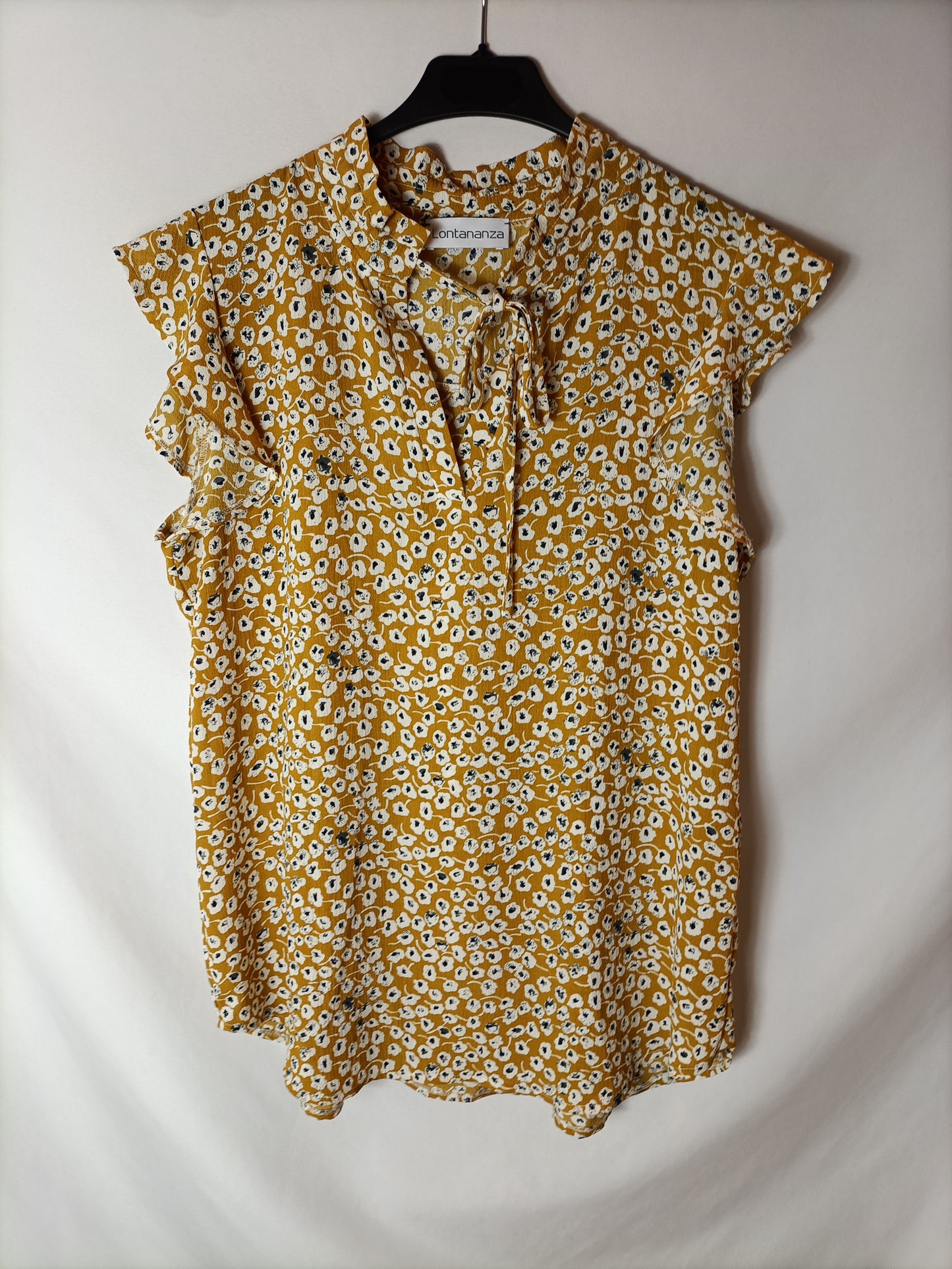 LONTANANZA. Blusa mostaza flores TU(M)
