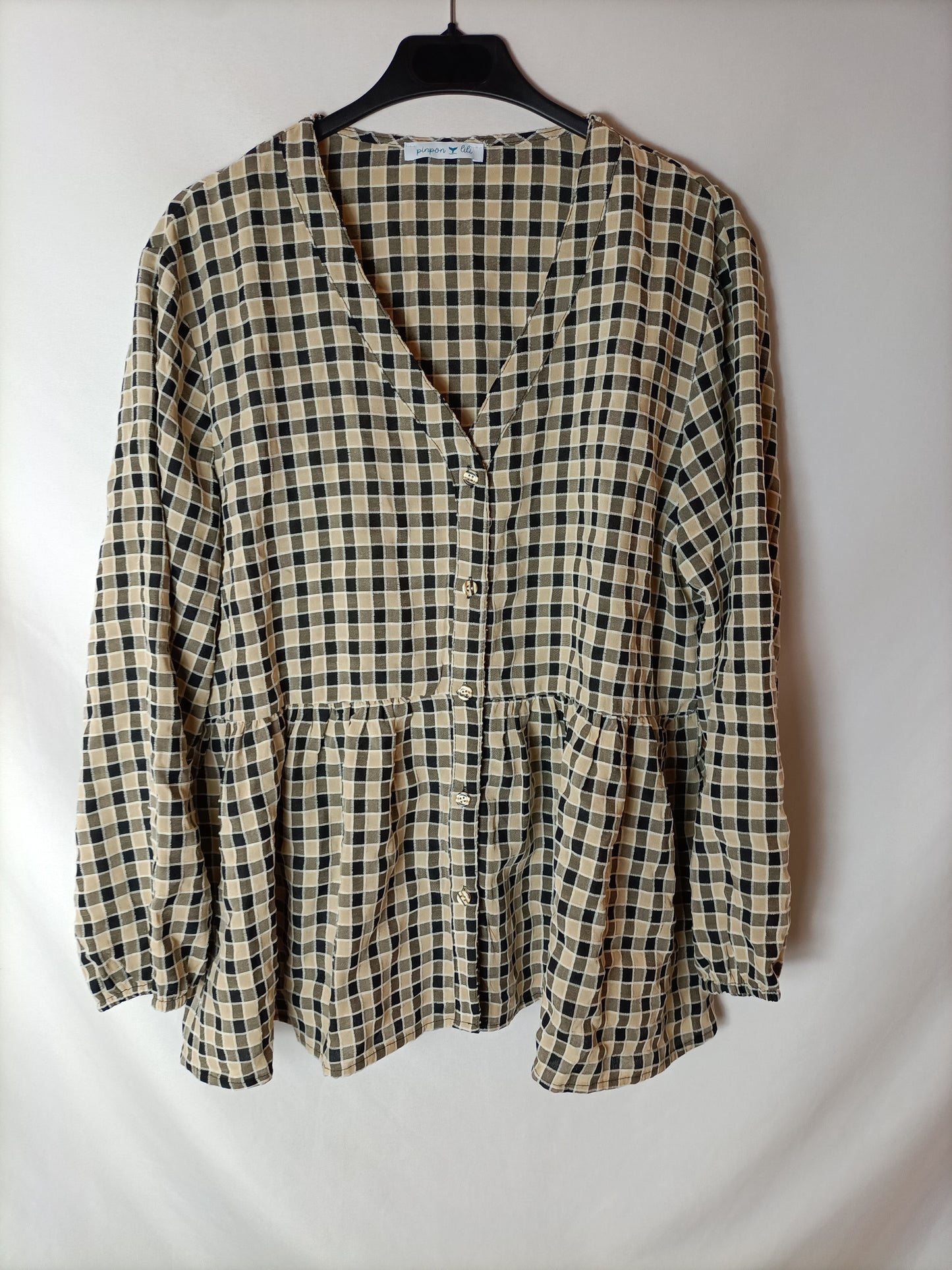 PINPON LILI. Blusa cuadros botones T.u(m/l)