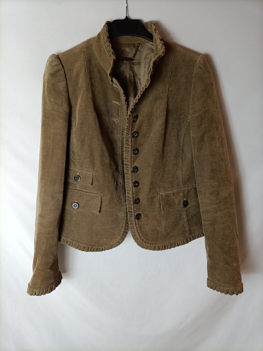 PEDRO DEL HIERRO. Corduroy jacket with ruffles. Size 40 (38)