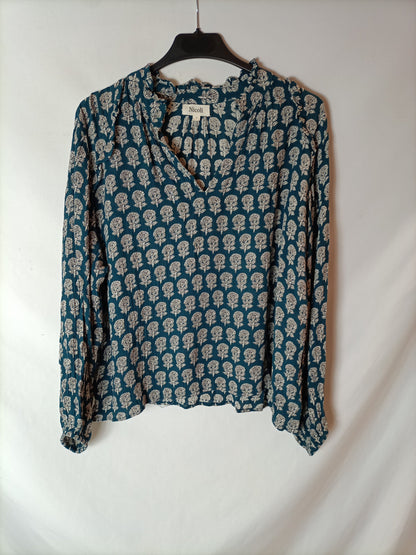 NICOLI. Blusa azul estampada. T M