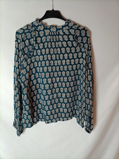 NICOLI. Blusa azul estampada. T M