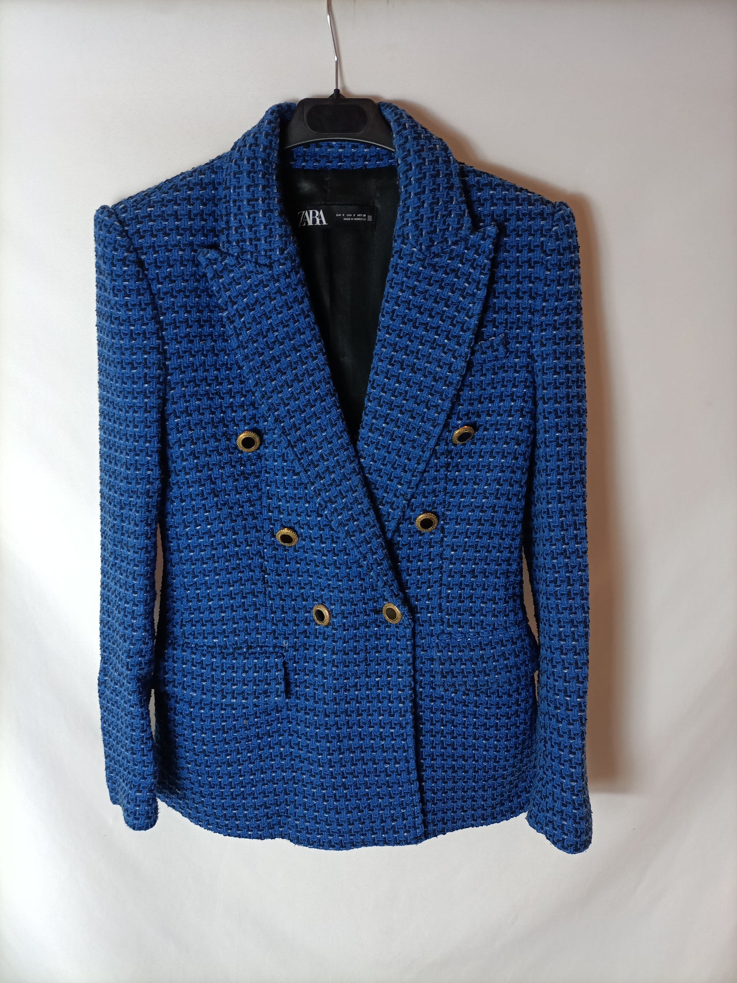 ZARA.Blue tweed blazer Ts
