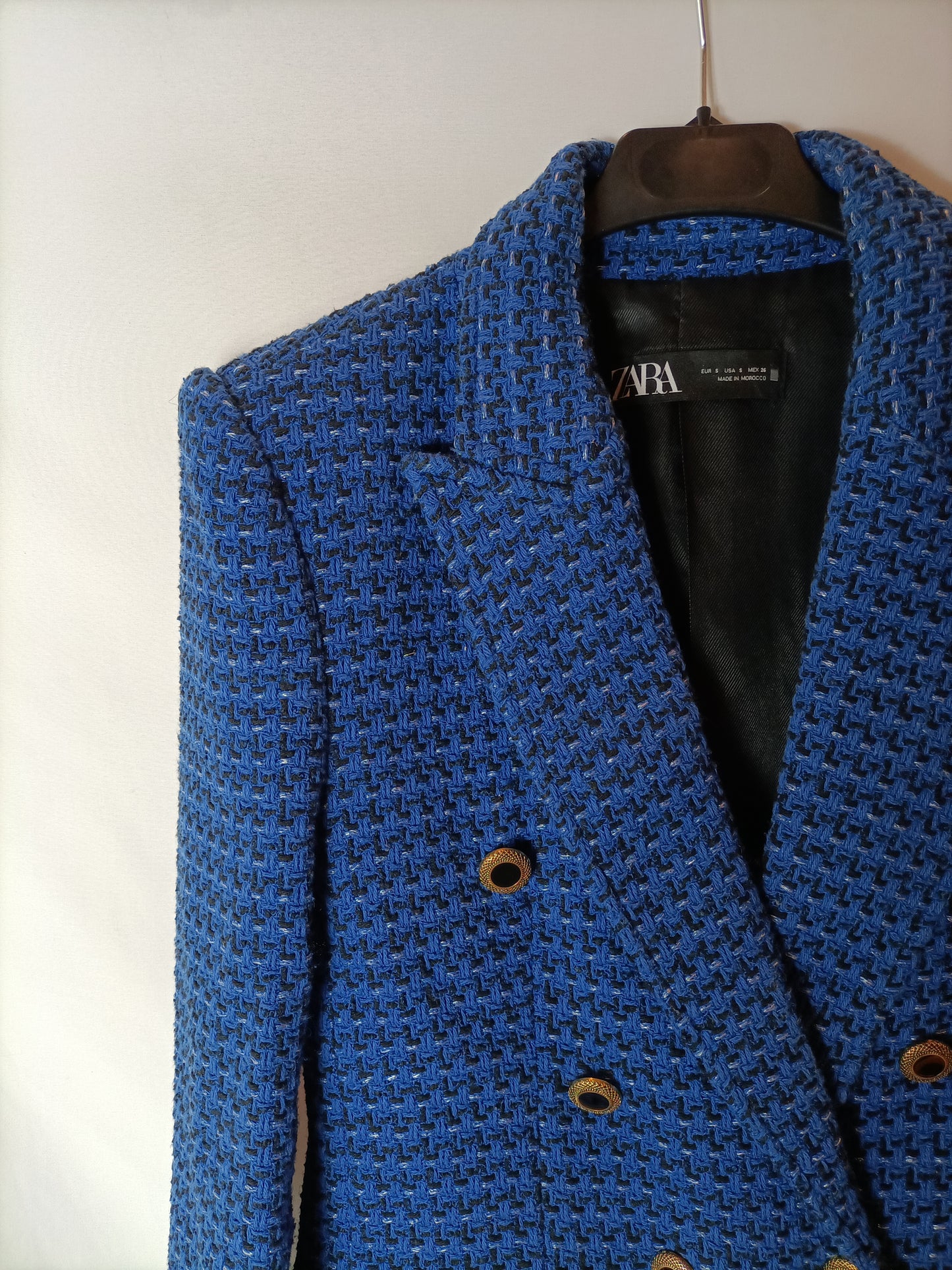 ZARA.Blue tweed blazer Ts