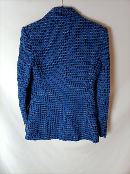 ZARA.Blue tweed blazer Ts