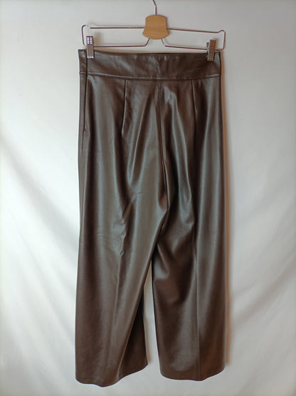 ZARA. Pantalón marrón culotte T.s
