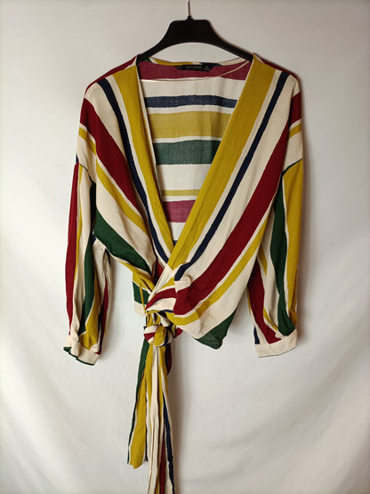 ZARA Blusa cruzada rayas T.s