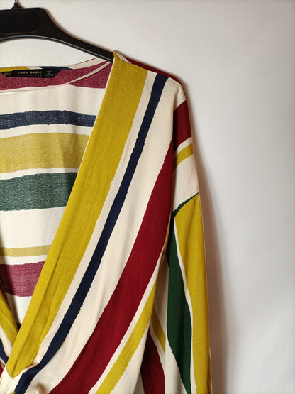 ZARA Blusa cruzada rayas T.s