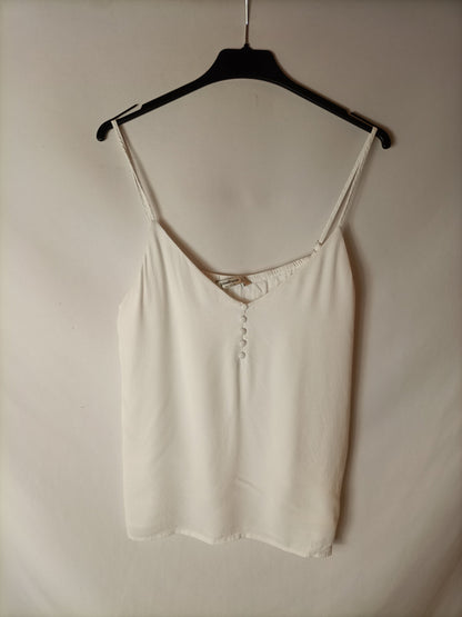 STRADIVARIUS. Top blanco botones T.l