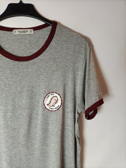 PULL&BEAR.camiseta gris T.m