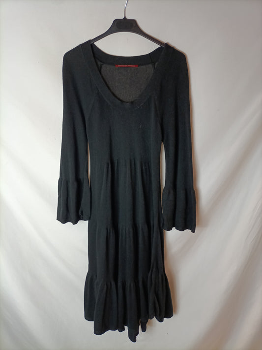 COMPTOIR DES COTONNIERS. Black ruffle knit dress. TM