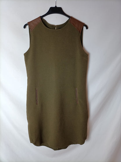 massimo dutti leather dress BNWT Massimo Dutti Limited Edition Black Pleated Leather Dress Size M