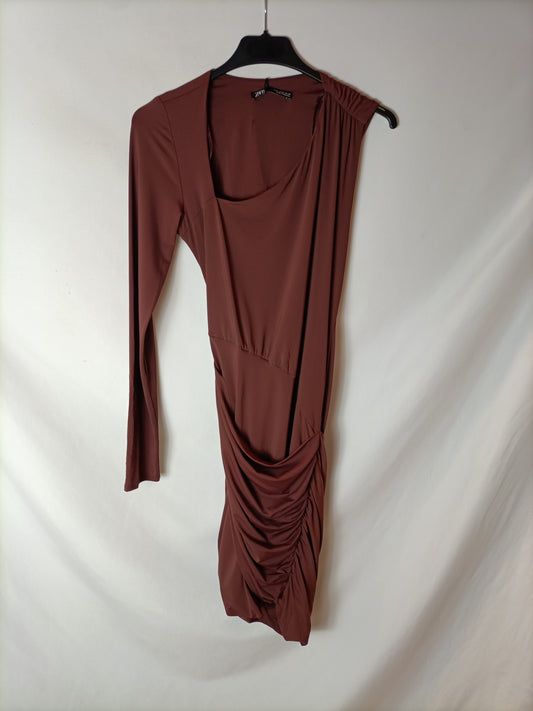 ZARA. Brown dress with slit. TM