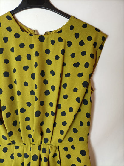 MANGO. Vestido verde pistacho estampado. T S