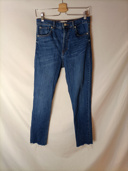 PULL&amp;BEAR. Straight-leg fringed jeans. Size 38