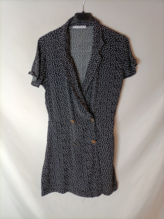 EASY WEAR. Black dress-effect short jumpsuit. TM