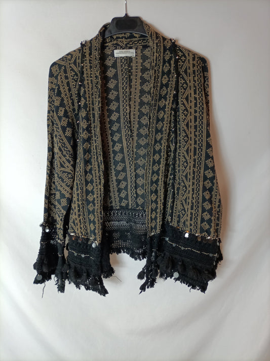 ZARA. Black printed kimono jacket. TM