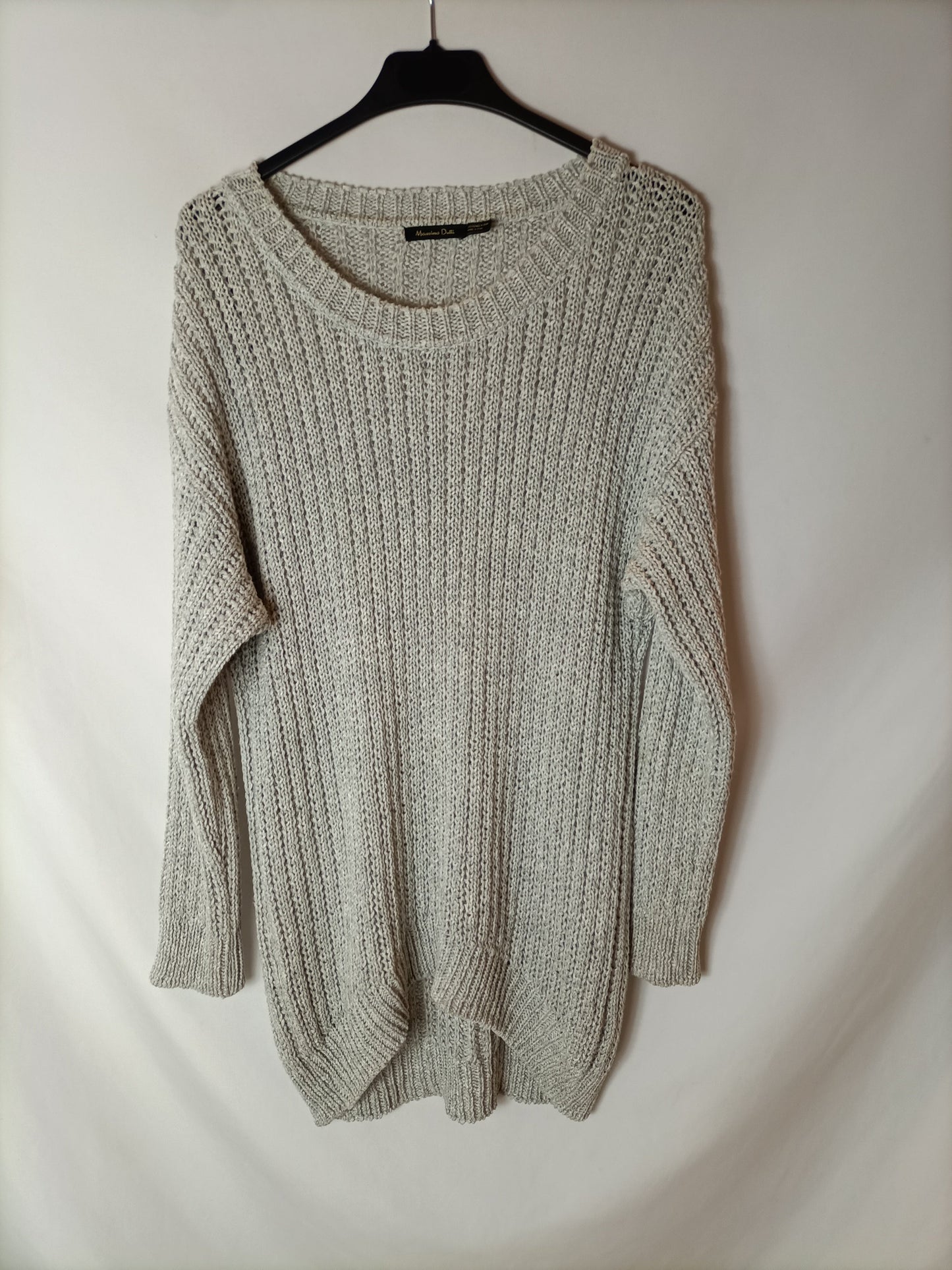 MASSIMO DUTTI. Loose-knit gray sweater. TL