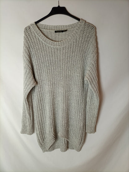 MASSIMO DUTTI. Loose-knit gray sweater. TL